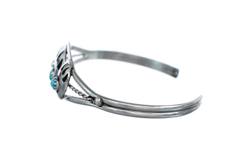 Native American Navajo Turquoise Bear Paw Sterling Silver Bracelet JX123913